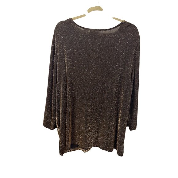 Alfred Dunner Womens Metallic Patchwork Top Sz 2X Blouse - Picture 11 of 12